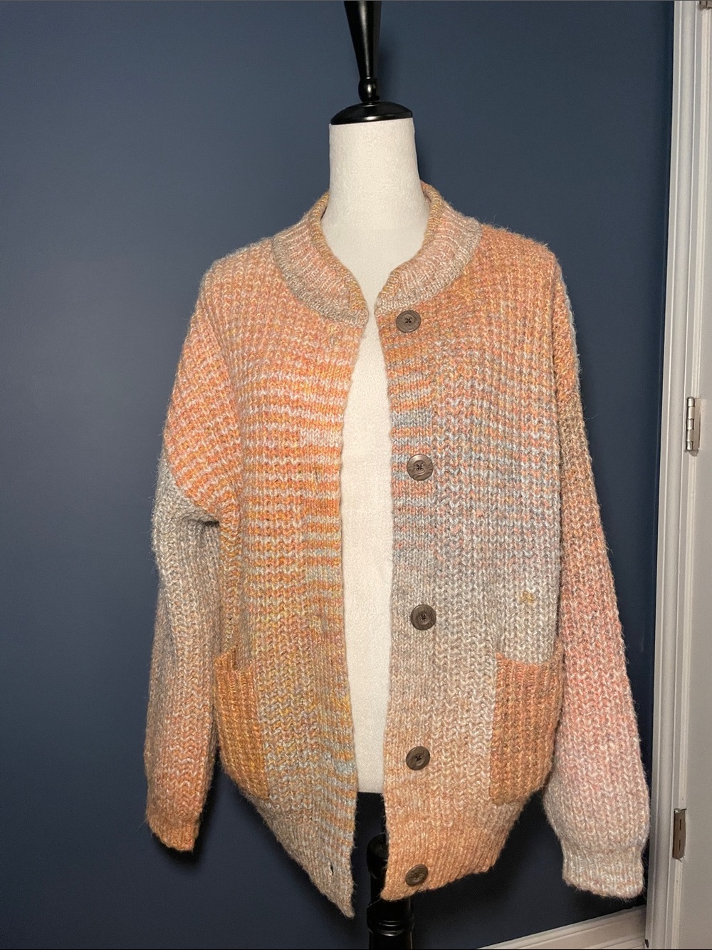 Universal Thread Peach and Cream Ombre Knit Button Cardigan